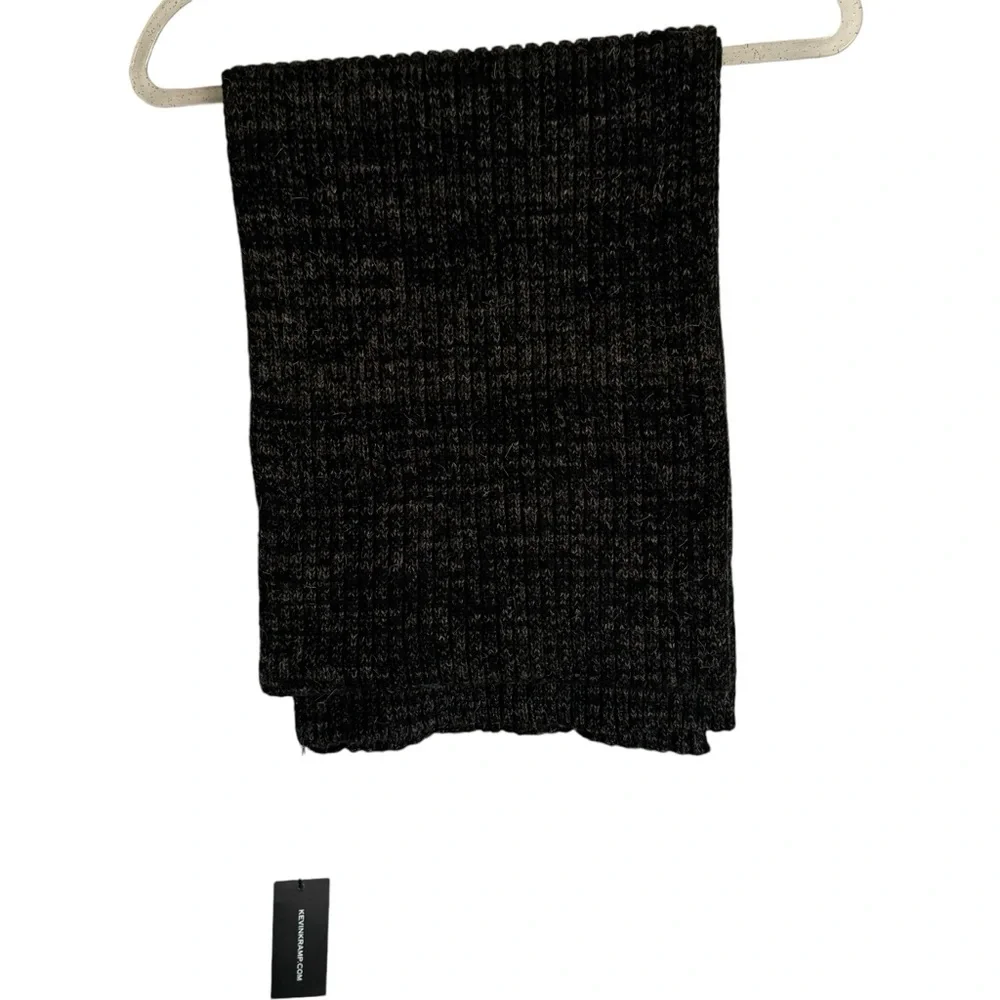Kevin Kramp Ribbed scarf brown/gray Cashmere blend NEW